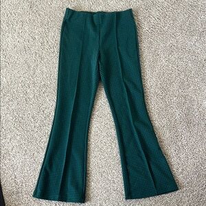 Green Plaid Flare Pants